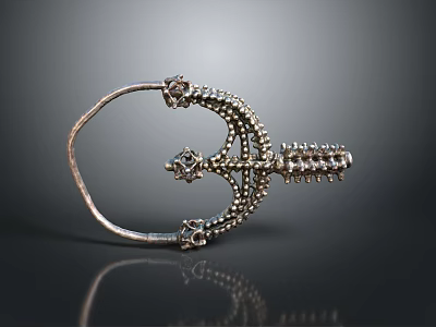 Silver Ornate Accessory With Intricate Design And Detailed Craftsmanship For Fashion Clothing 3d model