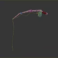Colorful Fish Hanging On Curved Wooden Fishing Rod With Red Parts And White Line