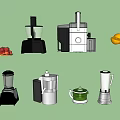 Essential Kitchen Appliances Collection Featuring Juicer Blender Food Processor And Fresh Fruits