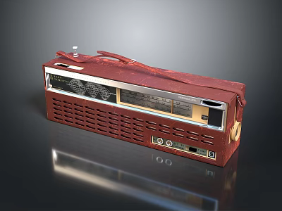 Vintage Red Portable Computer With Classic Knobs Leather Trim And Retro Design 3d model