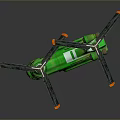 Green Toy Helicopter Model With Dual Rotors Fuselage And Wheel Design
