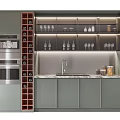 Modern Wine Cabinet With Glass Doors Wine Racks Glass Holders And Integrated Lighting