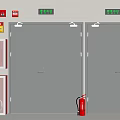 Fire Equipment Setup With Emergency Lights Fire Cabinets And Extinguisher 3d model
