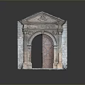 Ancient Stone Building Entrance With Arched Design And Intricate Carvings