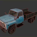Vintage Blue Truck With Open Cargo Bed And Retro Design Features