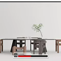 Modern Dining Table Set With Beige Chairs And Marble Tabletop Green Plant Decor