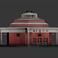 MEMPO Red Building With White Roof Columned Porch And Classic Design