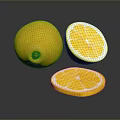 Fresh Ripe Whole Lemon and Sliced Lemon with Juicy Pulp on Dark Surface