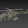 Military Camouflage Helicopter With Yellow Rotor Tips Open Door And Weapons