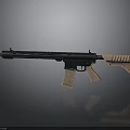 Tactical Rifle With Black Body Brown Grip And Stock Modern Design