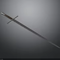 Classic Sword Weapon Featuring Blue Blade Brown Hilt And Cross Guard On Gray Background