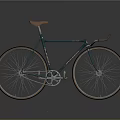 Vintage Teal Bicycle With Brown Leather Seat And Spoked Wheels Design