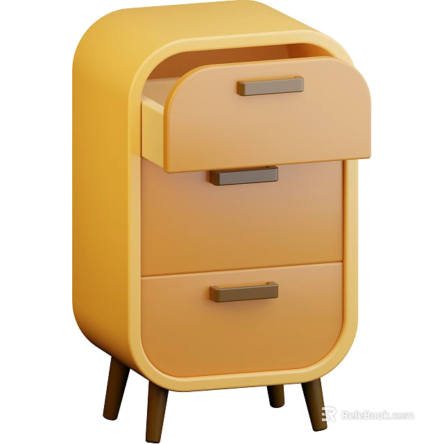 Modern Yellow Shoe Cabinet Featuring Stylish Design And Functional Drawers 3d model