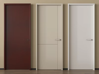 Minimalist Hinged Doors in Dark Brown Beige and Light Gray for Home Interior Design 3d model