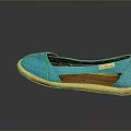 Women's Blue Casual Canvas Flat Shoes With Beige Sole And Open Side Design