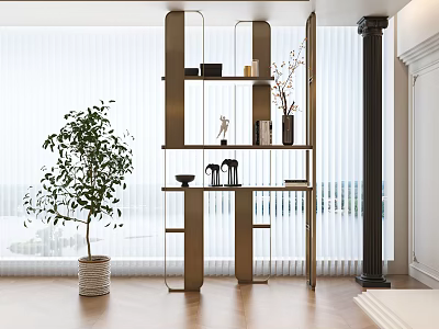 Bookshelf Shelf Decorative Cabinet Decorative Rack Window Cabinet Open Rack 3d model