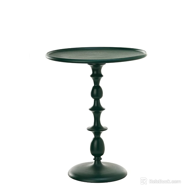 Elegant Modern Coffee Table In Dark Green With Round Tabletop And Bulbous Column Base 3d model 