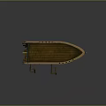 Wooden Boat Hull With Decorative Railing And Round Red Green Window Details