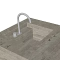 Sleek Modern Stone Washbasin with Silver Faucet and Rectangular Basin Design 3d model