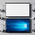 Projection Monitoring Setup With Large Projection Screen Display Screen And Multiple Projectors