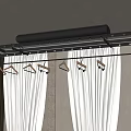 Ceiling Mounted Hanging Clothes Hangers with Multiple Hooks and Curtain Backdrop
