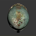 Ancient Greek Bronze Helmet Sculptural Carving With Ornate Patina Surface And Symmetrical Patterns