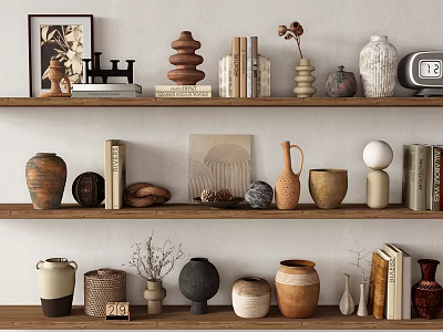 Quiet Ancient Ornaments Combination Ornaments Pottery Irrigation Books Utensils Vase 3d model
