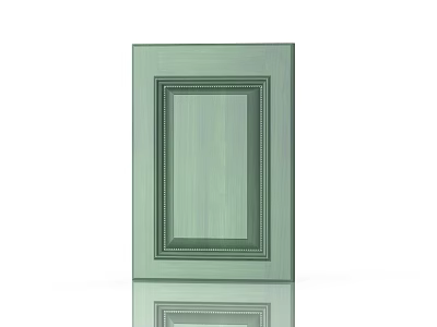 Green Cabinet Door With Decorative Border Wood Grain And Reflection On White Background 3d model