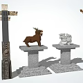 Chinese-style Column Landscape Column Kirin Sculpture 3d model