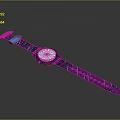 Modern Watch With Purple Strap Blue Lines And Round Dial Design