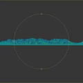 Highly Detailed 3D Terrain Model With Blue Yellow Elevation Contour Patterns