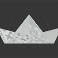 Minimalist White Paper Boat on Dark Background with Clear Reflection 3d model