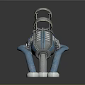 Industrial Mechanical Device With Blue Pipes White Base And Metal Structure