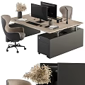 Modern Office Desk and Chair Computer Office Desk and Chair 3d model