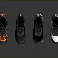 Assorted Design High Top Outdoor Boots Featuring Black Gray White Orange Colors and Thick Soles