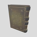 Antique Book Cover With Intricate Golden Ornate Patterns Circular Emblem And Metal Clasps
