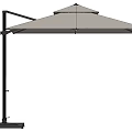 Outdoor Cantilever Umbrella With White Canopy And Black Frame For Garden Shade