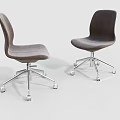 Two Modern Gray Upholstered Office Chairs With Chrome Base And Wheels 3d model