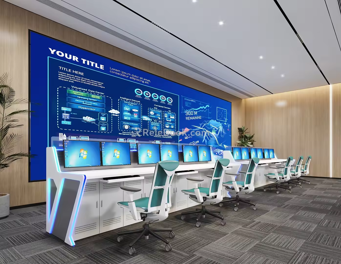 Modern Control Room Command Center 3d model