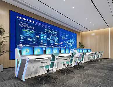 Modern Control Room Command Center 3d model