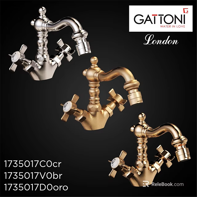 Vintage London Style Faucets With Gold And Silver Classic Design Details 3d model 