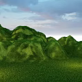 Park Landscape With Rolling Green Hills Lush Grassland And Cloudy Sky