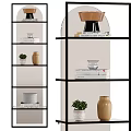 Modern Black Metal Frame Glass Shelf With Vases Books Plants And Decorations