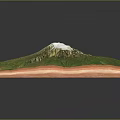 Scenic Green Mountain Landscape With Snowy Peak And Square Topographic Model