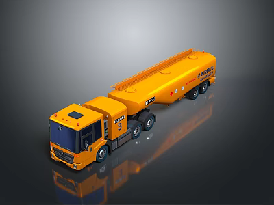 Yellow Functional Tanker Truck With Large Capacity Tank And Shiny Surface For Transportation 3D Render 3d model