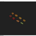 Colorful Mixed Fruits Including Red Mangoes Yellow Prickly Fruits And Green Fruits On Gray Background