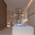 Relaxing SPA Sauna Interior With Soaking Bathtub Candles And Decorative Wall