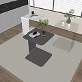 Modern Interior With White Gray And Glass Side Tables Holding Magazine Coffee Cup And Plant