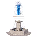 Multi Tiered Decorative Fountain Featuring Blue Water Flow And Stone Base