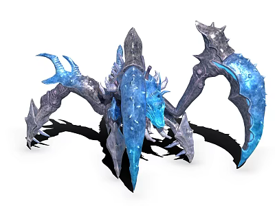 Fantasy Mythical Character And Creature Featuring Detailed Blue Spiky Limbs Crystal Wings 3d model